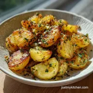 Crispy Breakfast Potatoes with Garlic and Herbs (The Par-boil Secret) - Crispy Baked