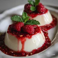 Vanilla Bean Panna Cotta with Raspberry Coulis and Fresh Mint Make-Ahead