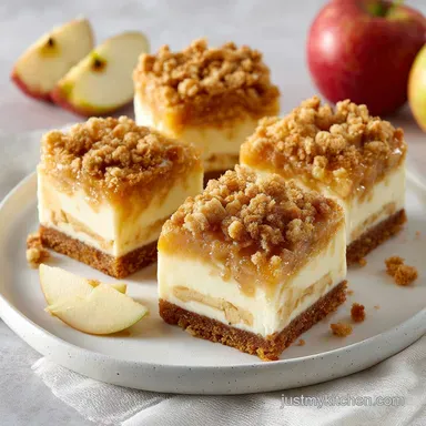 Apple Streusel Cheesecake Bars: Silky Recipe Card