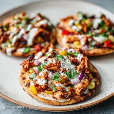 BBQ Chicken Pita Pizzas in Oven for 4 Servings