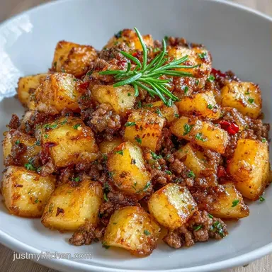 Beef and Potato Hash in 30 Minutes Recipe Card