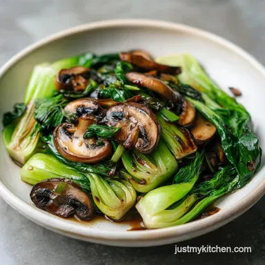 Bok Choy and Mushroom Stir Fry in 15 Minutes Recipe Card