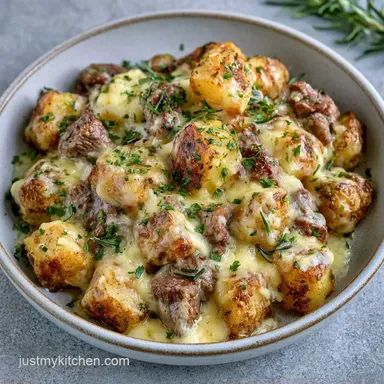Cheesy Beef and Potatoes: One-Pot Recipe Card
