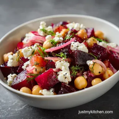 Chickpea Beet and Feta Salad for 4 Servings Recipe Card
