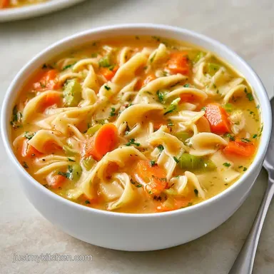 Creamy Chicken Noodle Soup in 50 Minutes Recipe Card