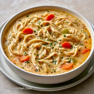 Creamy Chicken Noodle Soup in 50 Minutes