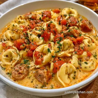 Creamy Crockpot Tortellini Soup for 8 Recipe Card