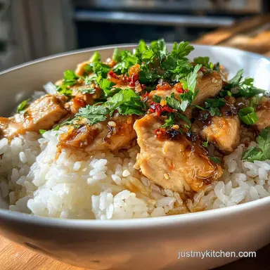 Creamy Garlic Chicken Rice Bowls in 25 Minutes Recipe Card