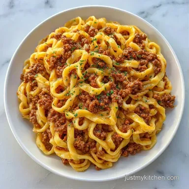 Creamy Ground Beef Noodles in 30 Minutes Recipe Card