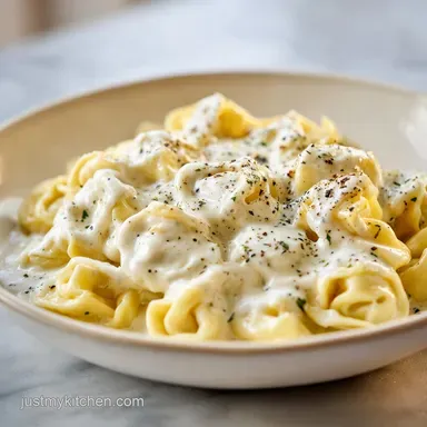 Tortellini Alfredo in 20 Minutes Recipe Card