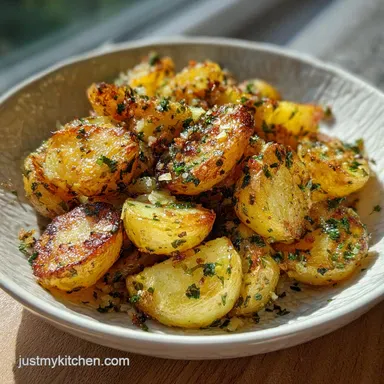 Crispy Breakfast Potatoes with Garlic and Herbs (The Par-boil Secret) - Crispy Baked