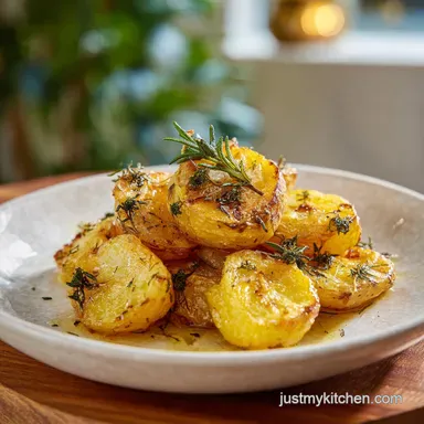 Crispy Herb Roasted Potatoes with Garlic: 45 Min Recipe Card