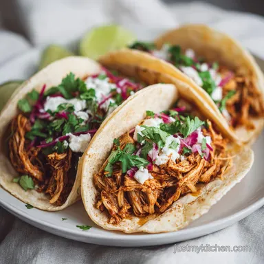 Crockpot Chicken Tacos: Slow-Cooked for 6 Servings Recipe Card