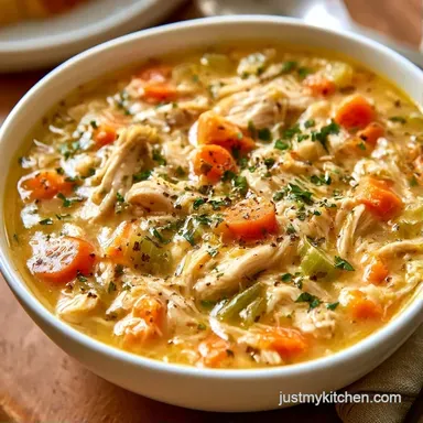 Dutch Oven Chicken Soup for 6 Servings Recipe Card