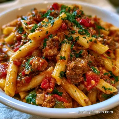 Easy Beef Pasta Skillet in 25 Minutes Recipe Card