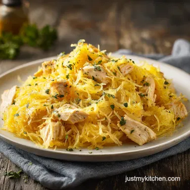 Garlic Chicken Spaghetti Squash for 4 Servings Recipe Card
