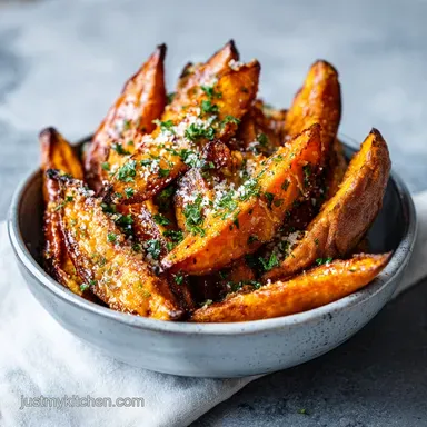 Garlic Parmesan Sweet Potato Wedges for 4 Servings