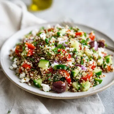 Greek Quinoa Salad with Feta in 30 Minutes Recipe Card