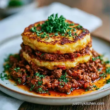 Ground Beef Potato Casserole with Garlic Recipe Card