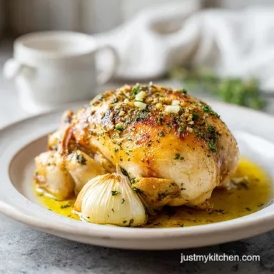 Healthy OvenRoasted French Garlic Chicken for 4 Servings Recipe Card