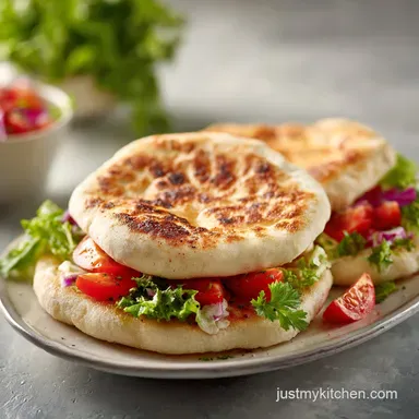 Homemade Pita Bread Recipe: Fluffy Mediterranean Flatbread Recipe Card