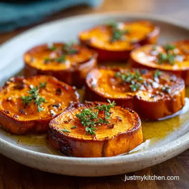 Melting Sweet Potatoes with Maple Syrup Recipe Card