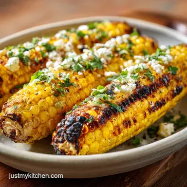 Mexican Street Corn: Charred and Creamy for 4 Servings Recipe Card