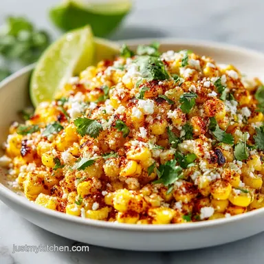 Mexican Corn Recipe for 4 Servings: Creamy and Charred Skillet Recipe Card