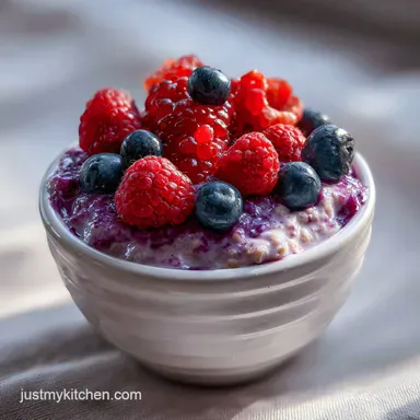 Overnight Oats Flavor Variation with Mixed Berries: Meal Prep Recipe Card