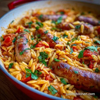 Sausage and Orzo One-Pot Ready in 30 Min Recipe Card