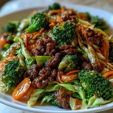 Quick Ground Beef Stir Fry in 20 Minutes Recipe Card