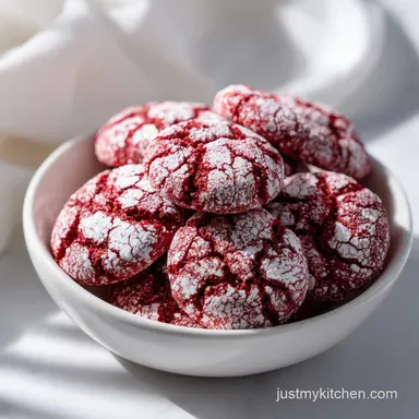 Red Velvet Crinkle Cookies: Fudgy Center Recipe Card