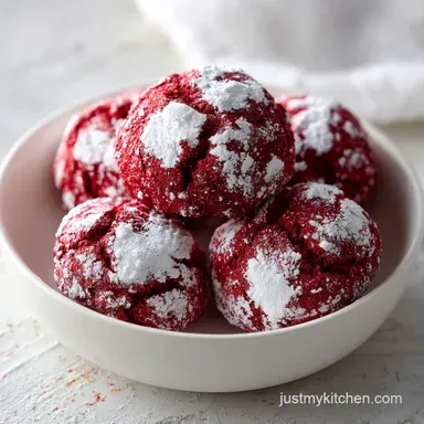 Red Velvet Crinkle Cookies: Fudgy Center