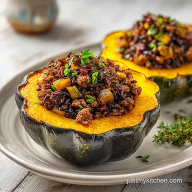 Sausage Stuffed Squash for 4 Servings Recipe Card