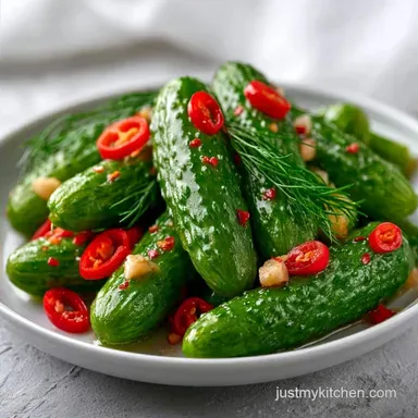 Spicy Garlic Dill Pickles in 20 Minutes