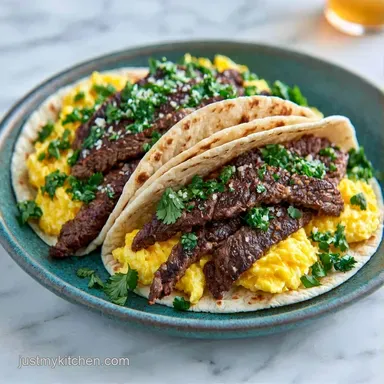 Steak and Egg Tacos in 20 Minutes Recipe Card