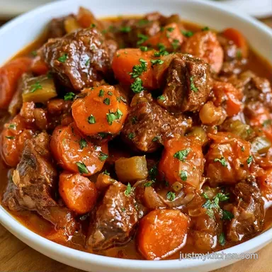 Vegetable Beef Soup in Crockpot for 6 Recipe Card