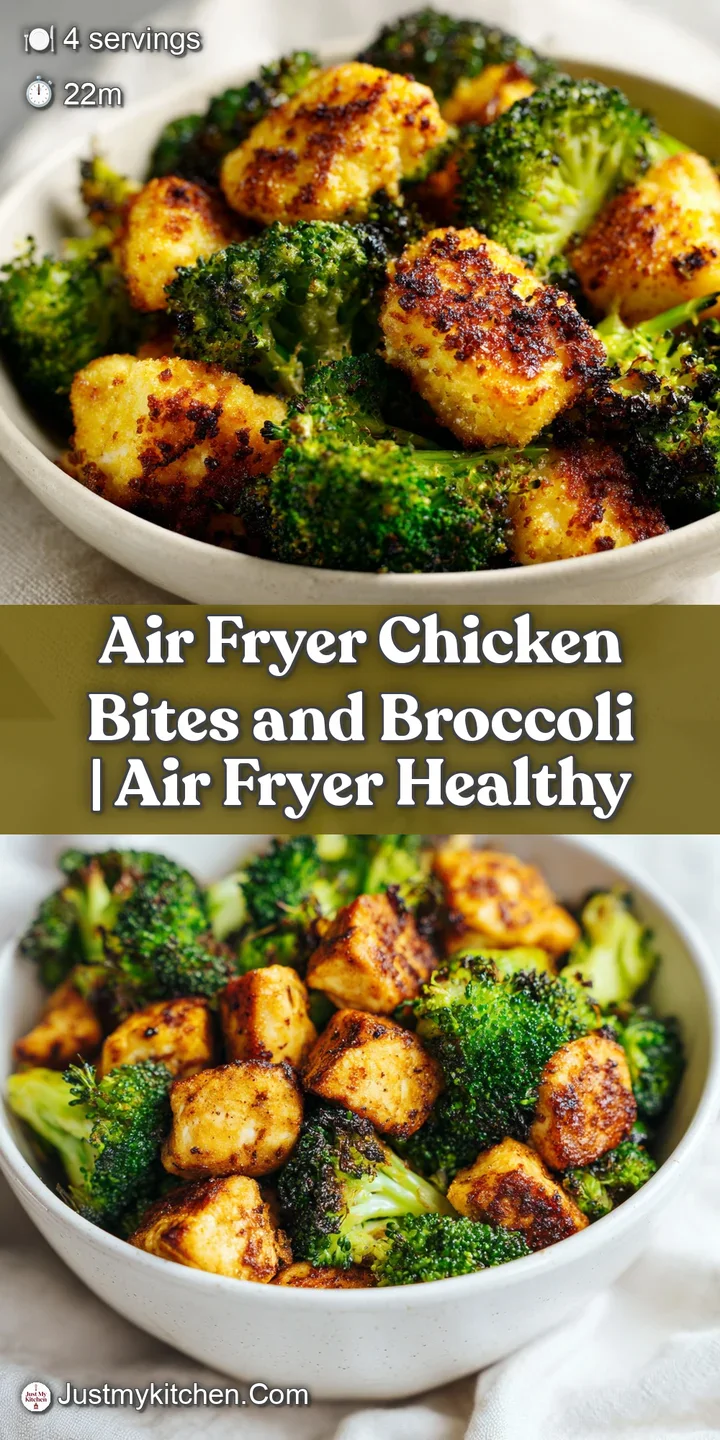 Macro shot of a crispy, golden-brown chicken bite beside a vibrant green broccoli floret with toasted tips.