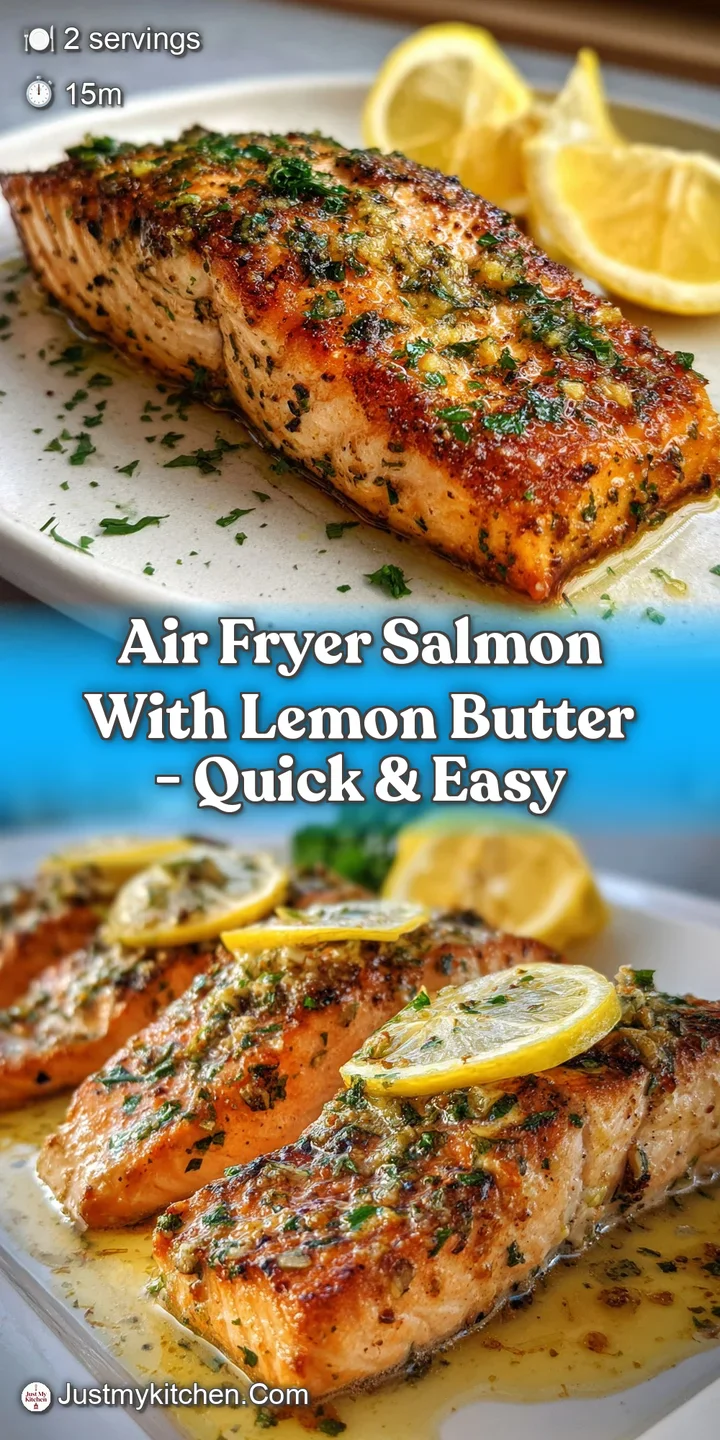 Close-up of tender, pink salmon with crispy, golden edges. Melted lemon butter pools invitingly, flecked with fresh herbs ...