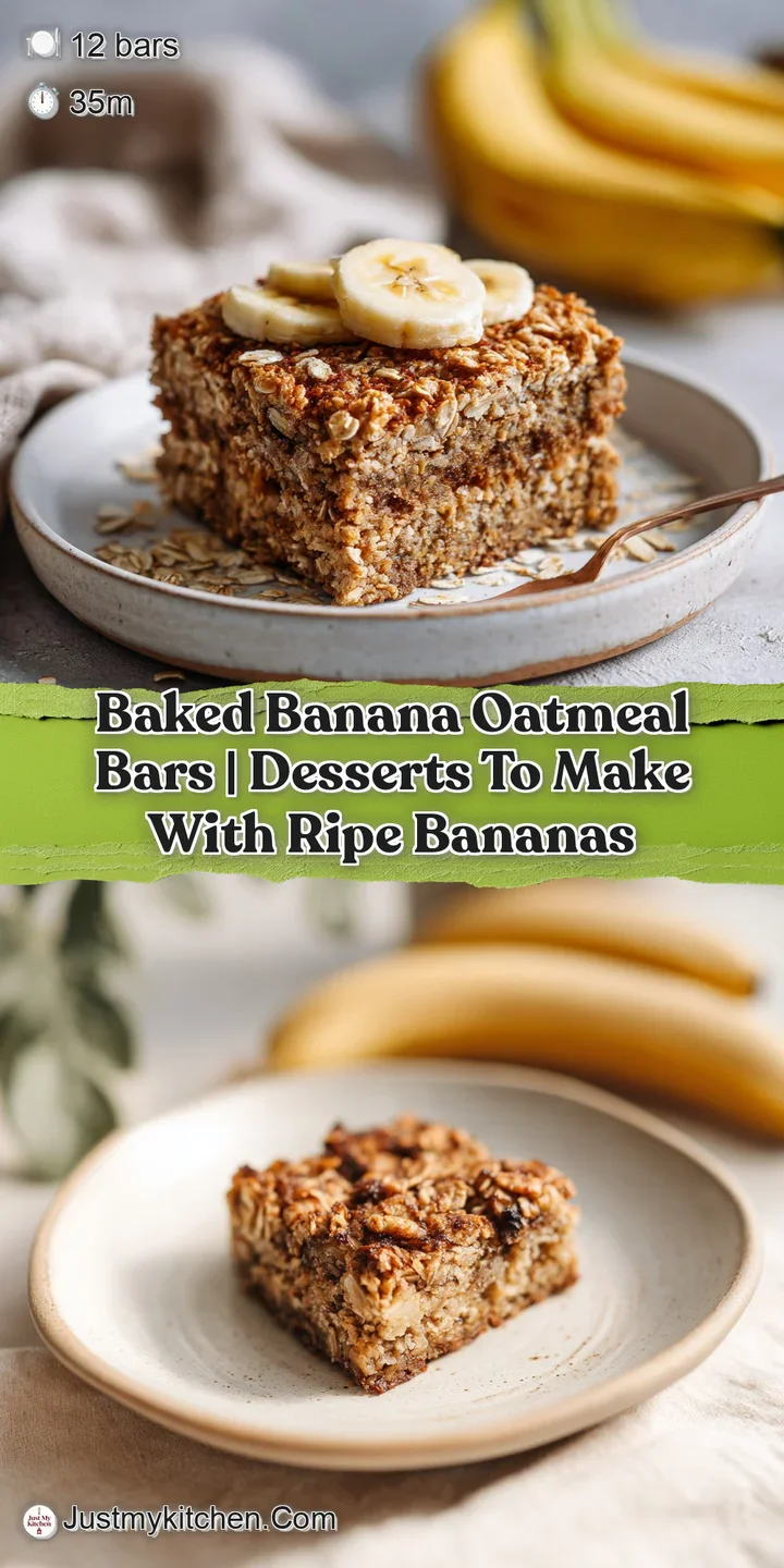 Close-up of a baked banana oatmeal bar, showing moist texture and caramelized edges with banana pieces.