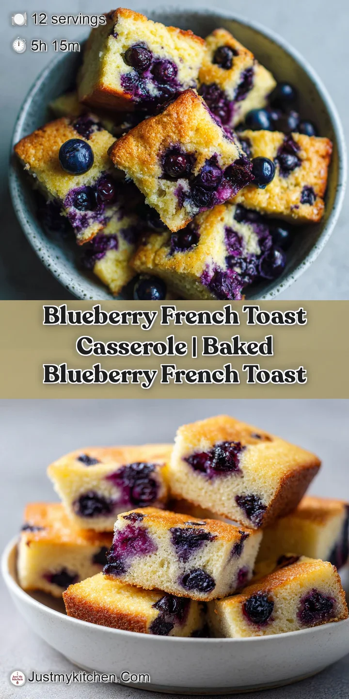 Close-up of soft, custard-soaked bread with a glossy purple blueberry bursting with juice and a dusting of sugar
