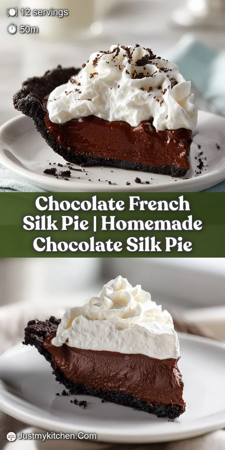 Extreme close-up of silky chocolate peaks and a textured cocoa cookie crust with a dollop of whipped cream.