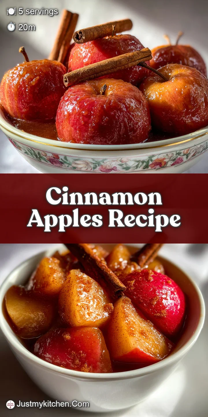 Close-up of tender, spiced cinnamon apples, glistening with a sweet glaze. Steam rises gently, invitingly, from the warm, ...