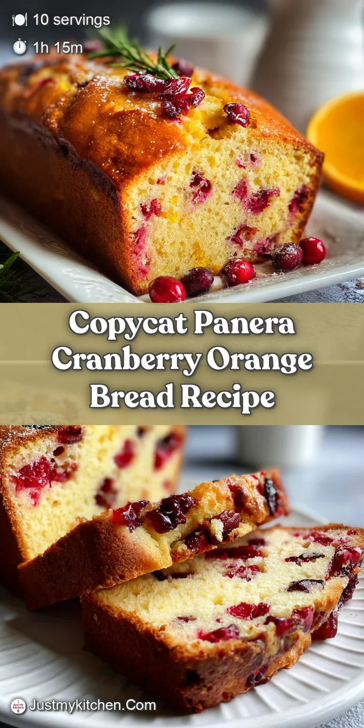 Close-up of the moist crumb of cranberry orange bread. Bright cranberries peek out from the golden-brown loaf.