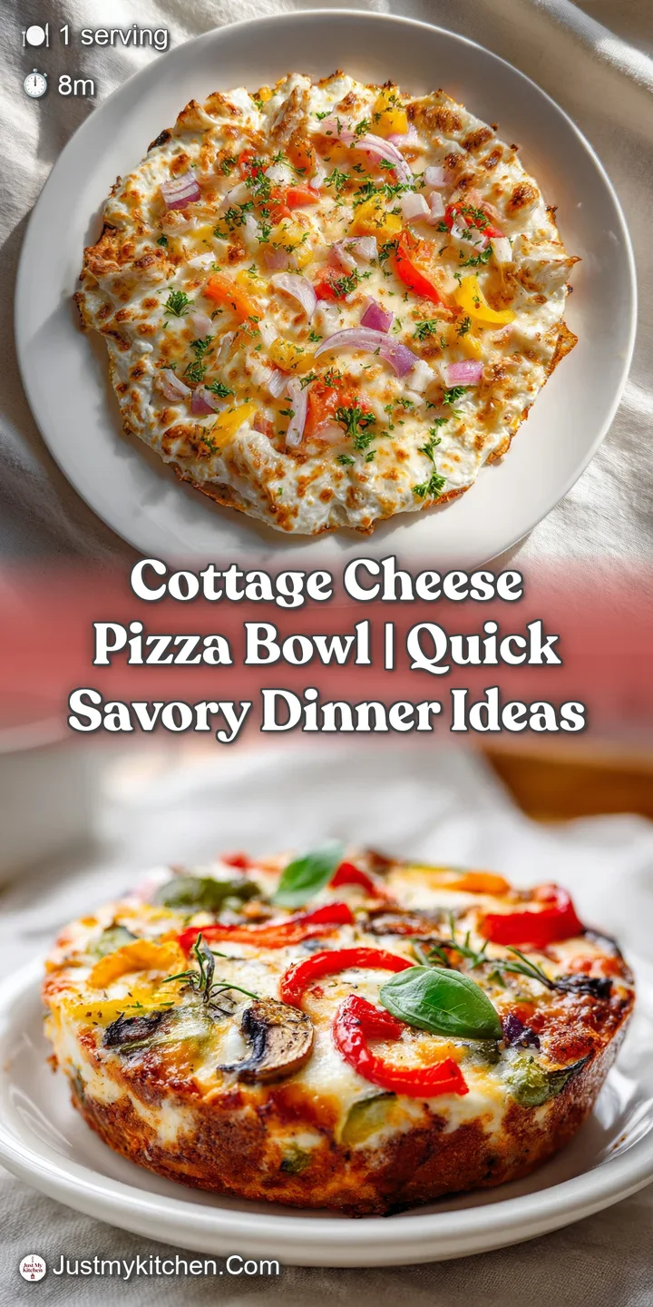 Close-up of golden-brown melted cheese pooling over a bed of savory cottage cheese and vibrant toppings.