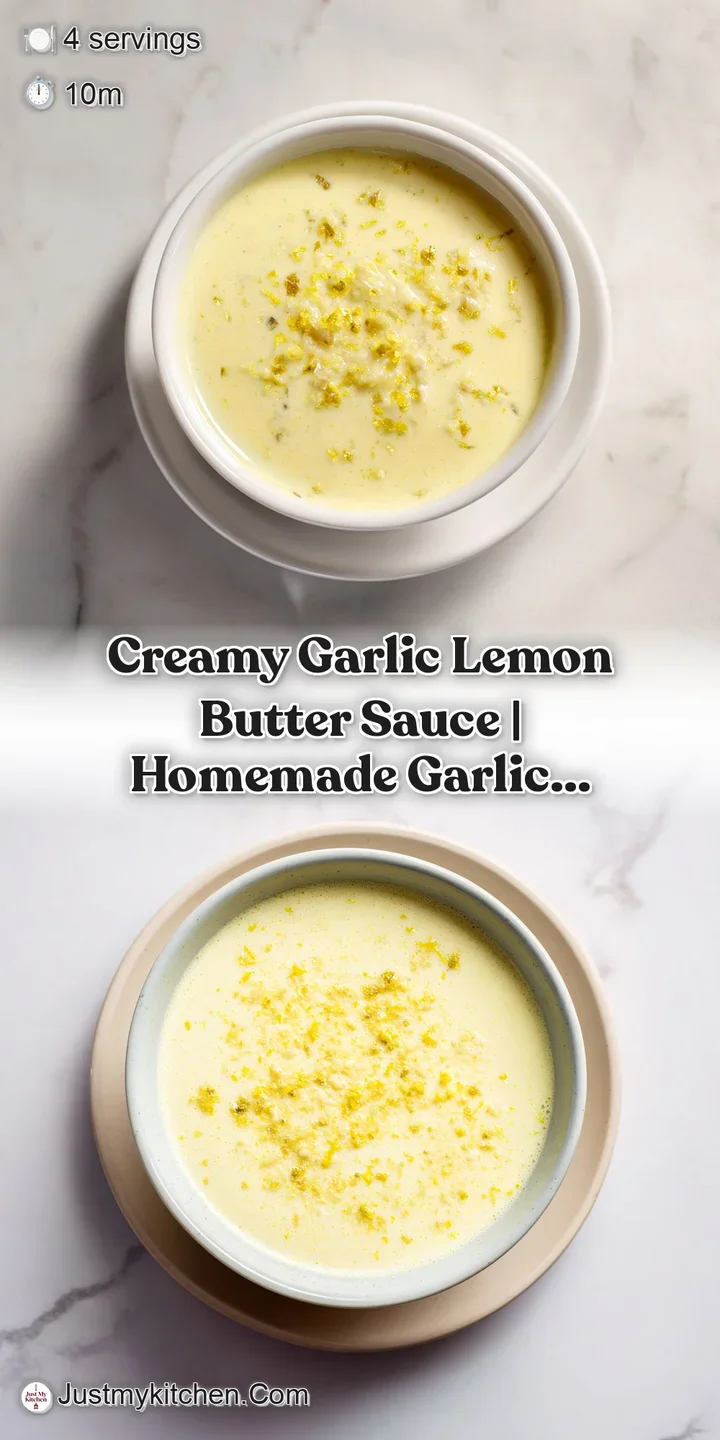 Extreme close-up of a rich, glossy butter sauce showing tiny minced garlic pieces and a sprinkle of fresh herbs.