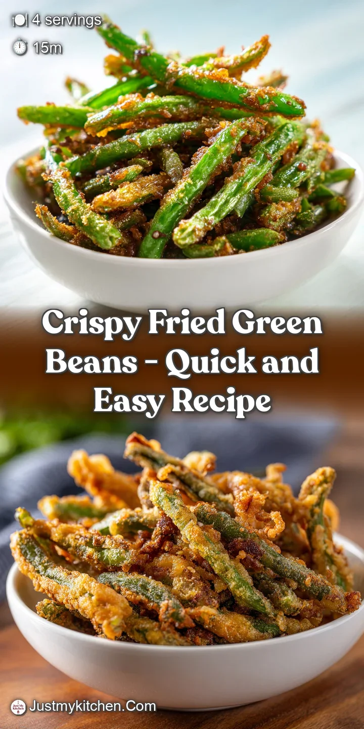 Close-up of tender, blistered green beans with a light, crunchy coating, glistening slightly.