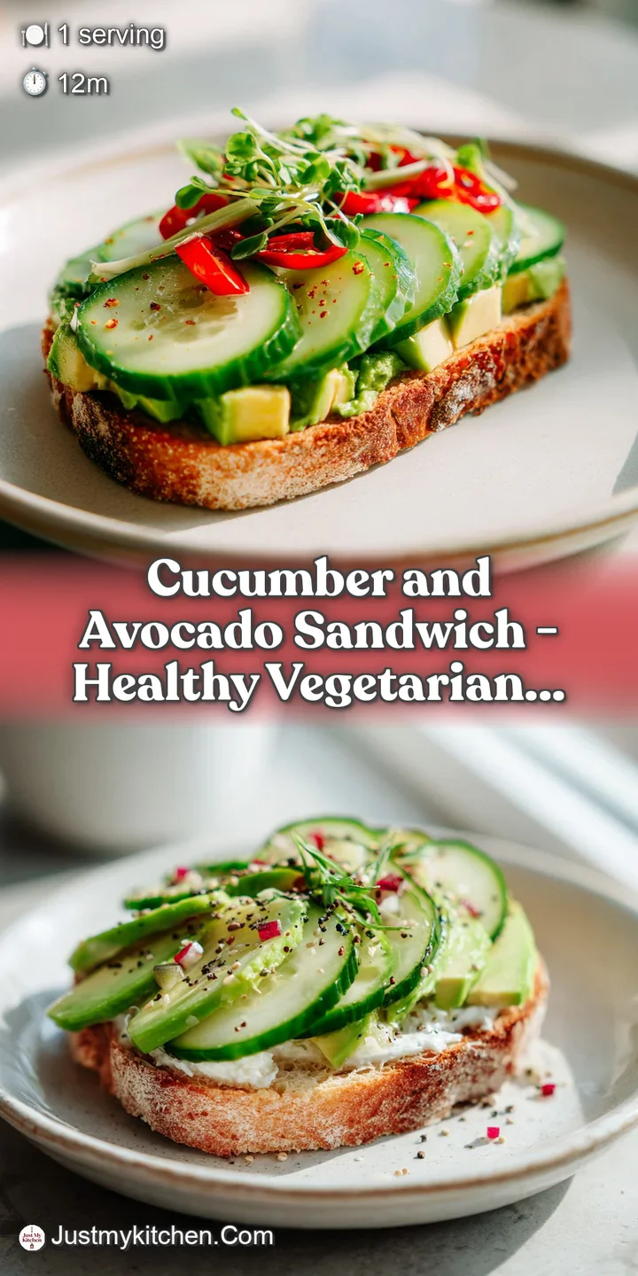 Close-up of creamy avocado spread with crisp cucumber ribbons nestled on lightly browned whole wheat bread.