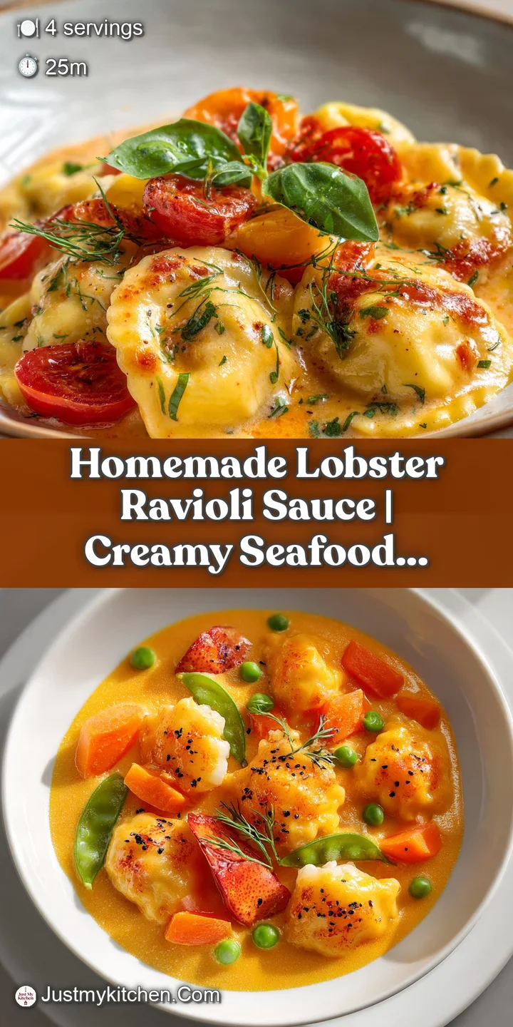 Close-up of tender lobster ravioli with a lusciously smooth, golden-hued sauce and a sprinkle of parsley.