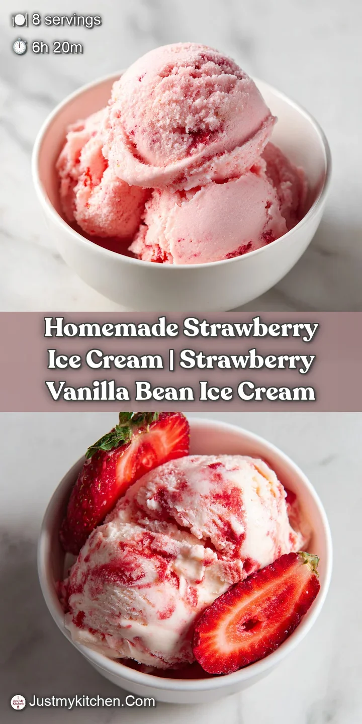 Close-up of smooth, creamy strawberry ice cream with tiny seed flecks and melting drips.